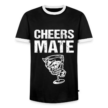 Cheers Mate - Männer Kontrast-T-Shirt - Schwarz/Weiß - Vorne - AI Model Female 172 light (172cm) & AI Model Male 178 light (178cm)