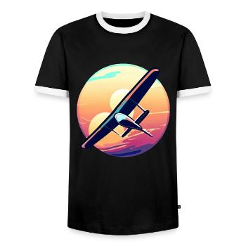 Glider at sunset design - Men's Ringer Shirt - black/white - Front - AI Model Female 172 light (172cm) & AI Model Male 178 light (178cm)