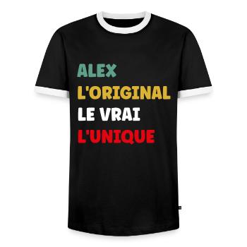 alex33 - T-shirt contrasté Homme - noir/blanc - Devant - AI Model Female 172 light (172cm) & AI Model Male 178 light (178cm)