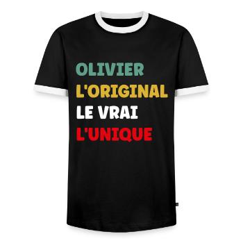 olivier - T-shirt contrasté Homme - noir/blanc - Devant - AI Model Female 172 light (172cm) & AI Model Male 178 light (178cm)