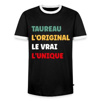 Homme Taureau - T-shirt contrasté Homme - noir/blanc - Devant - AI Model Female 172 light (172cm) & AI Model Male 178 light (178cm)