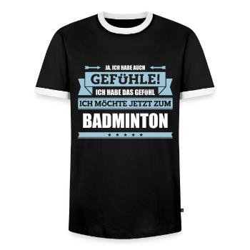 Lustiger Badminton Spruch - Männer Kontrast-T-Shirt - Schwarz/Weiß - Vorne - AI Model Female 172 light (172cm) & AI Model Male 178 light (178cm)