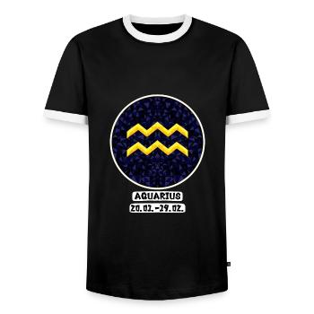 Aquarius 20.01.-19.02. - Männer Kontrast-T-Shirt - Schwarz/Weiß - Vorne - AI Model Female 172 light (172cm) & AI Model Male 178 light (178cm)