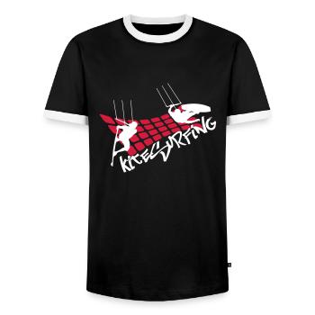 KITE SURFING ... - Men's Ringer Shirt - black/white - Front - AI Model Female 172 light (172cm) & AI Model Male 178 light (178cm)