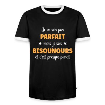 Je ne suis pas parfaite mais Bisounours - T-shirt contrasté Homme - noir/blanc - Devant - AI Model Female 172 light (172cm) & AI Model Male 178 light (178cm)