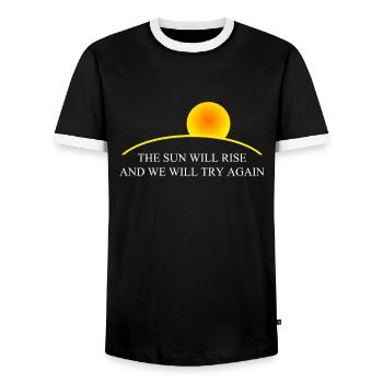 Sun Quote T-Shirt - T-shirt contrasté Homme - noir/blanc - Devant - AI Model Female 172 light (172cm) & AI Model Male 178 light (178cm)