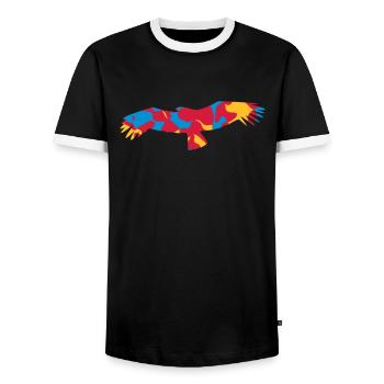 COLOMBIAN COLOMBIA CONDOR - CAMO / CAMOUFLAGE - Männer Kontrast-T-Shirt - Schwarz/Weiß - Vorne - AI Model Female 172 light (172cm) & AI Model Male 178 light (178cm)