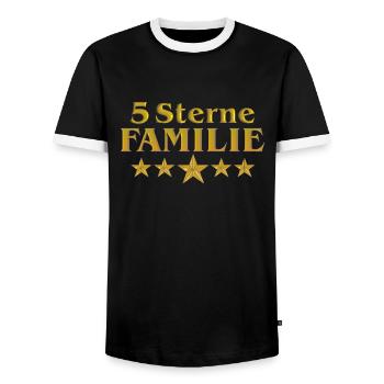 Vom Grafik Designer--- 5 Sterne Familie - Männer Kontrast-T-Shirt - Schwarz/Weiß - Vorne - AI Model Female 172 light (172cm) & AI Model Male 178 light (178cm)