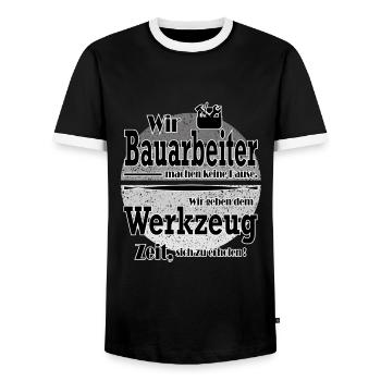 Sprüche Arbeit Beruf Bauarbeiter Job - Männer Kontrast-T-Shirt - Schwarz/Weiß - Vorne - AI Model Female 172 light (172cm) & AI Model Male 178 light (178cm)