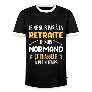 Grand-père retraité normand normandie chasseur - T-shirt contrasté Homme - noir/blanc - Devant - AI Model Female 172 light (172cm) & AI Model Male 178 light (178cm)