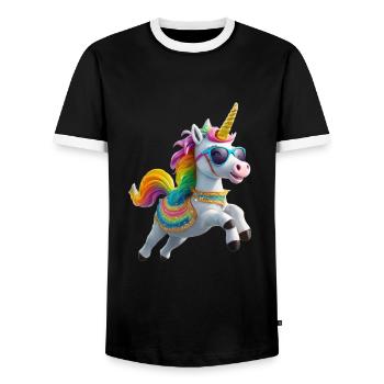 Licorne cool avec des lunettes de soleil arc-en-ciel - T-shirt contrasté Homme - noir/blanc - Devant - AI Model Female 172 light (172cm) & AI Model Male 178 light (178cm)