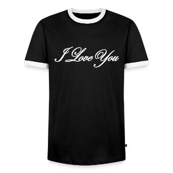 I love you - T-shirt contrasté Homme - noir/blanc - Devant - AI Model Female 172 light (172cm) & AI Model Male 178 light (178cm)