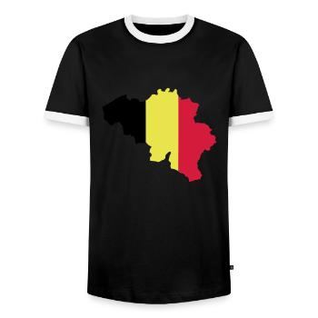 belgium drapeau map - T-shirt contrasté Homme - noir/blanc - Devant - AI Model Female 172 light (172cm) & AI Model Male 178 light (178cm)