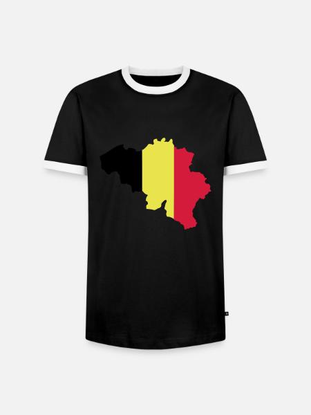 belgium drapeau map - T-shirt contrasté Homme - noir/blanc