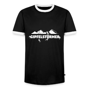 bergsteigen - Männer Kontrast-T-Shirt - Schwarz/Weiß - Vorne - AI Model Female 172 light (172cm) & AI Model Male 178 light (178cm)