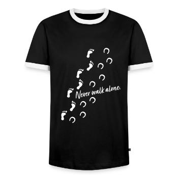 Rider gift - never walk alone - Men's Ringer Shirt - black/white - Front - AI Model Female 172 light (172cm) & AI Model Male 178 light (178cm)