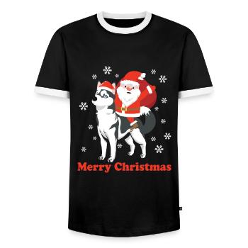 Weihnachten Santa Claus Merry Christmas - Men's Ringer Shirt - black/white - Front - AI Model Female 172 light (172cm) & AI Model Male 178 light (178cm)