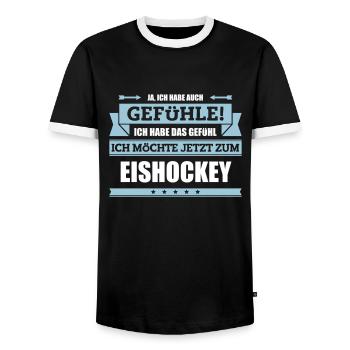 Lustiger Eishockey Spruch - Männer Kontrast-T-Shirt - Schwarz/Weiß - Vorne - AI Model Female 172 light (172cm) & AI Model Male 178 light (178cm)
