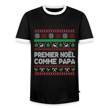 Premier Noël Comme Papa - T-shirt contrasté Homme - noir/blanc - Devant - AI Model Female 172 light (172cm) & AI Model Male 178 light (178cm)