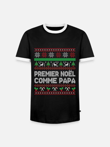 Premier Noël Comme Papa - T-shirt contrasté Homme - noir/blanc