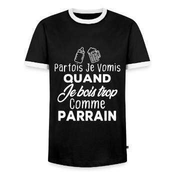 Parfois je vomis quand je bois trop comme parrain - T-shirt contrasté Homme - noir/blanc - Devant - AI Model Female 172 light (172cm) & AI Model Male 178 light (178cm)