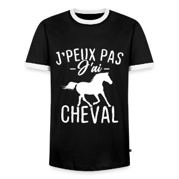 Ich habe sie nicht, ich habe Pferd - Männer Kontrast-T-Shirt - Schwarz/Weiß - Vorne - AI Model Female 172 light (172cm) & AI Model Male 178 light (178cm)