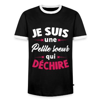 Je suis une petite soeur qui déchire - T-shirt contrasté Homme - noir/blanc - Devant - AI Model Female 172 light (172cm) & AI Model Male 178 light (178cm)