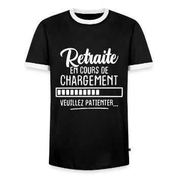 Retraite en cours de chargement veuillez patienter - T-shirt contrasté Homme - noir/blanc - Devant - AI Model Female 172 light (172cm) & AI Model Male 178 light (178cm)