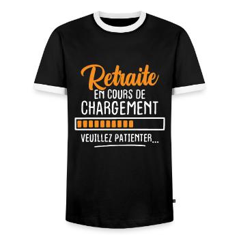 Retraite en cours de chargement veuillez patienter - T-shirt contrasté Homme - noir/blanc - Devant - AI Model Female 172 light (172cm) & AI Model Male 178 light (178cm)