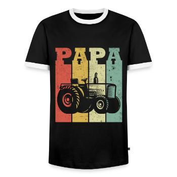 Vater Traktor Landwirt - Männer Kontrast-T-Shirt - Schwarz/Weiß - Vorne - AI Model Female 172 light (172cm) & AI Model Male 178 light (178cm)