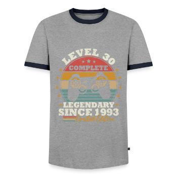 Niveau 30 débloqué - T-shirt contrasté Homme - gris/marine  - Devant - AI Model Female 172 light (172cm) & AI Model Male 178 light (178cm)