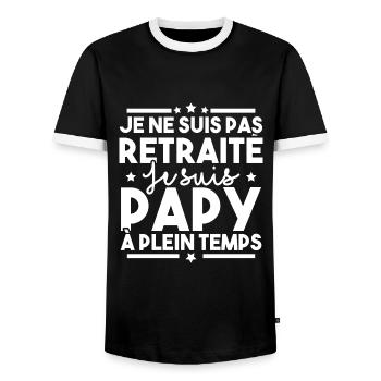 Je ne suis pas retraité je suis papy à plein temps - T-shirt contrasté Homme - noir/blanc - Devant - AI Model Female 172 light (172cm) & AI Model Male 178 light (178cm)