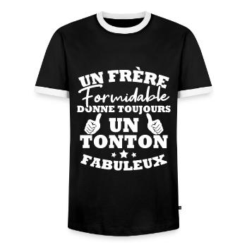 Frère formidable donne toujours un tonton fabuleux - T-shirt contrasté Homme - noir/blanc - Devant - AI Model Female 172 light (172cm) & AI Model Male 178 light (178cm)