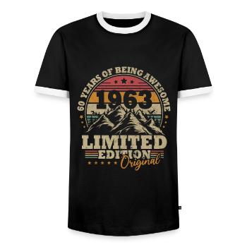Jahrgang 1963 60. Geburtstag Geschenk Männer Frauen - Männer Kontrast-T-Shirt - Schwarz/Weiß - Vorne - AI Model Female 172 light (172cm) & AI Model Male 178 light (178cm)