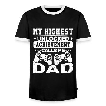 Meine höchste offene Errungenschaft nennt mich Vater - Männer Kontrast-T-Shirt - Schwarz/Weiß - Vorne - AI Model Female 172 light (172cm) & AI Model Male 178 light (178cm)