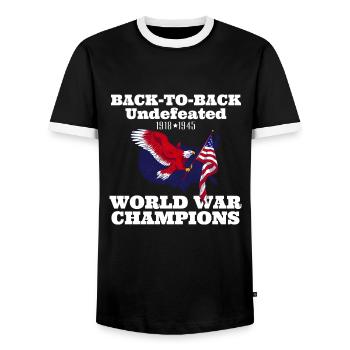 Deux fois champion invaincu de la Seconde Guerre mondiale 4. - T-shirt contrasté Homme - noir/blanc - Devant - AI Model Female 172 light (172cm) & AI Model Male 178 light (178cm)