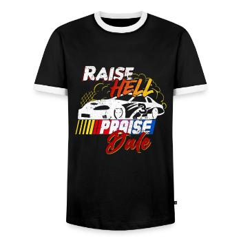 Raise Hell Praise Dale Funny Racer Citation - T-shirt contrasté Homme - noir/blanc - Devant - AI Model Female 172 light (172cm) & AI Model Male 178 light (178cm)