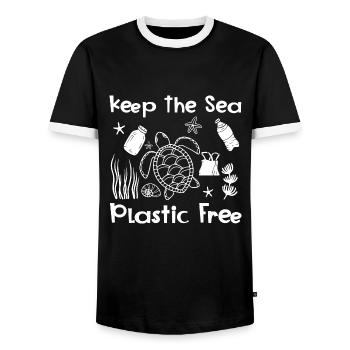 Gardez la mer sans plastique tortue Motif - T-shirt contrasté Homme - noir/blanc - Devant - AI Model Female 172 light (172cm) & AI Model Male 178 light (178cm)