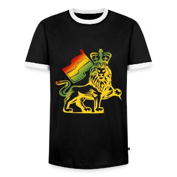 Africa Lion's Head Lion Animal Lion Maori King - Men's Ringer Shirt - black/white - Front - AI Model Female 172 light (172cm) & AI Model Male 178 light (178cm)