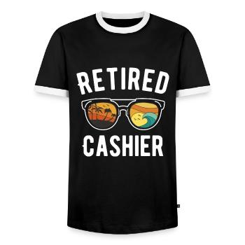 Retired Cashier Beach Vacation Design - Männer Kontrast-T-Shirt - Schwarz/Weiß - Vorne - AI Model Female 172 light (172cm) & AI Model Male 178 light (178cm)