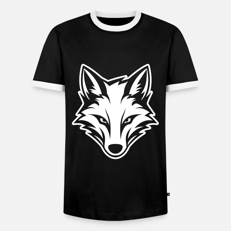 Fuchs Kopf - Männer Kontrast-T-Shirt - Schwarz/Weiß