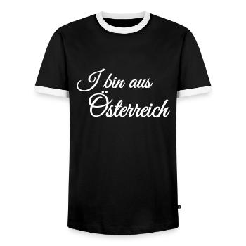 I bin aus Österreich - Männer Kontrast-T-Shirt - Schwarz/Weiß - Vorne - AI Model Female 172 light (172cm) & AI Model Male 178 light (178cm)