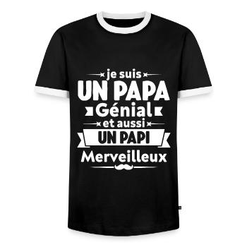 Je Suis Un Papa Génial Et Aussi Papi Merveilleux - T-shirt contrasté Homme - noir/blanc - Devant - AI Model Female 172 light (172cm) & AI Model Male 178 light (178cm)