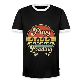 Papy 2022 Chargement - T-shirt contrasté Homme - noir/blanc - Devant - AI Model Female 172 light (172cm) & AI Model Male 178 light (178cm)