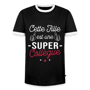 Cette fille est une super Collègue - T-shirt contrasté Homme - noir/blanc - Devant - AI Model Female 172 light (172cm) & AI Model Male 178 light (178cm)