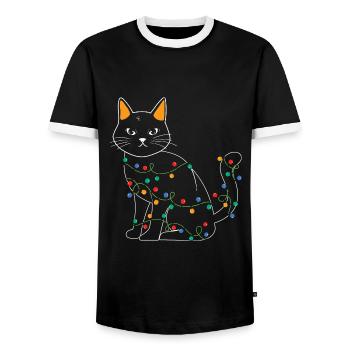 Cadeaux de Noël Noël - T-shirt contrasté Homme - noir/blanc - Devant - AI Model Female 172 light (172cm) & AI Model Male 178 light (178cm)