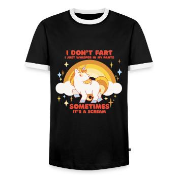 I don't fart, I whisper in my pants - - Men's Ringer Shirt - black/white - Front - AI Model Female 172 light (172cm) & AI Model Male 178 light (178cm)