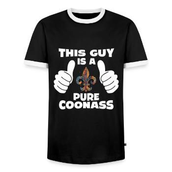 This Guy Is A Pure Coonass Stolz und Charisma - Männer Kontrast-T-Shirt - Schwarz/Weiß - Vorne - AI Model Female 172 light (172cm) & AI Model Male 178 light (178cm)