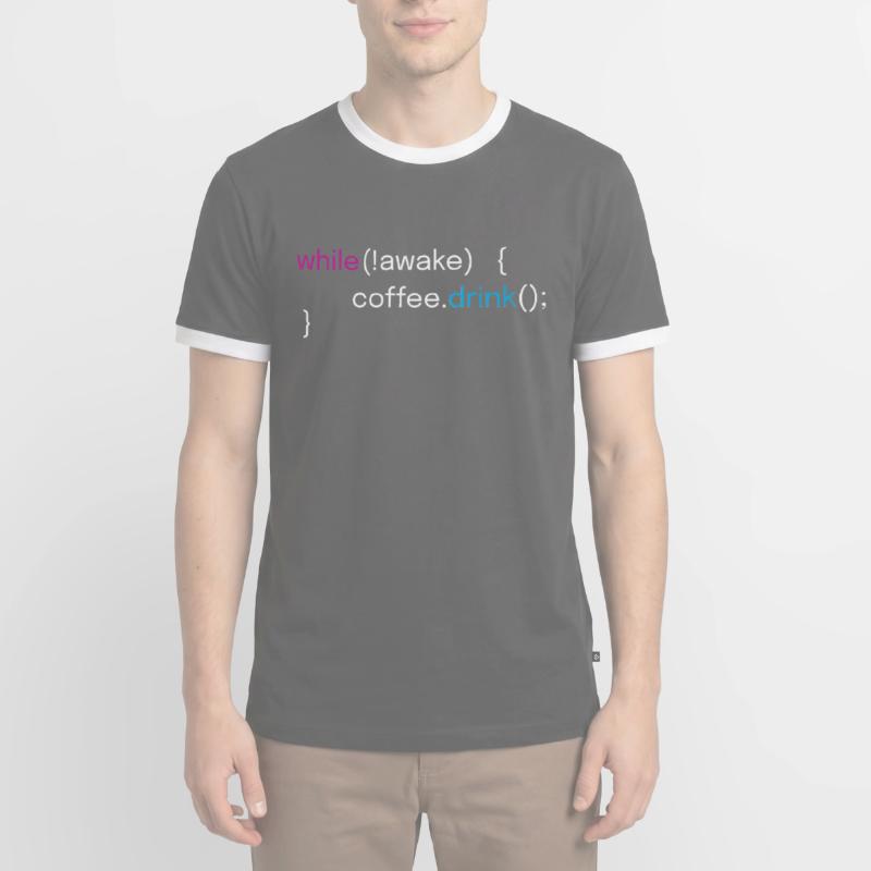 Funny Coffee and Coding Programmer Design Men's Ringer Shirt