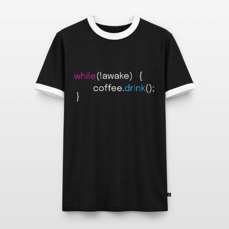 Café drôle et conception de programmeur de codage T-shirt contrasté Homme